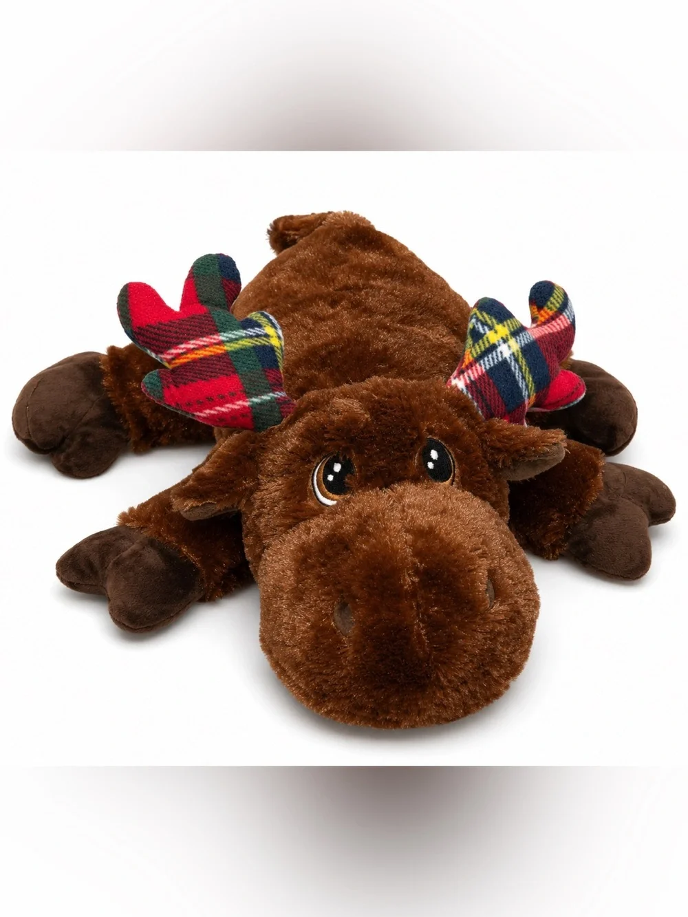 Dan Dee Christmas Moose Plush Plaid Antlers Brown Reindeer Stuffed Animal Toy
